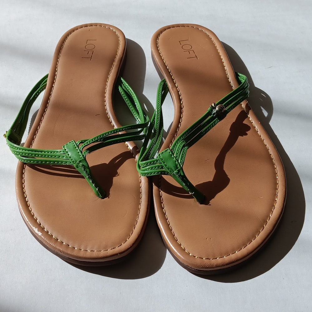 LOFT VIBRANT  GREEN  STRAPPY  SANDALS